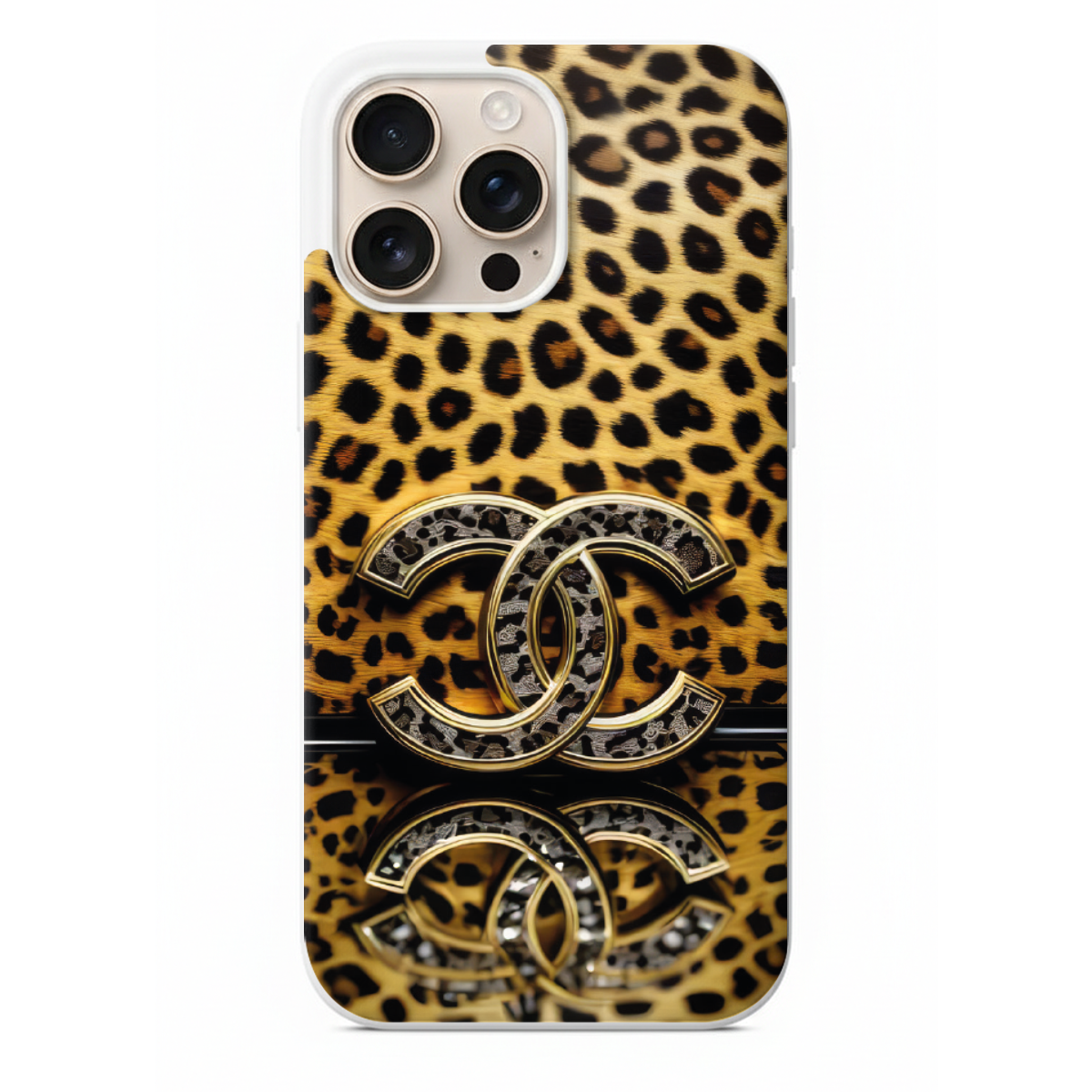 Leopar Desenli Lüks Logolu Telefon Kılıfı (WV48)