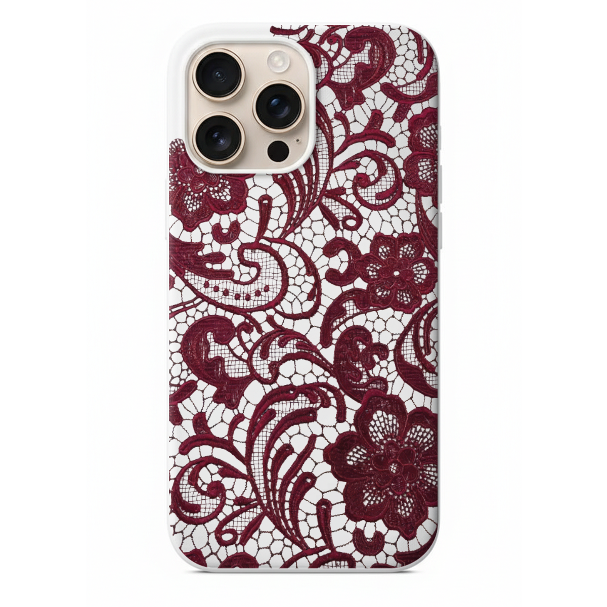 Bordo Dantel Desenli Telefon Kılıfı (WV164)