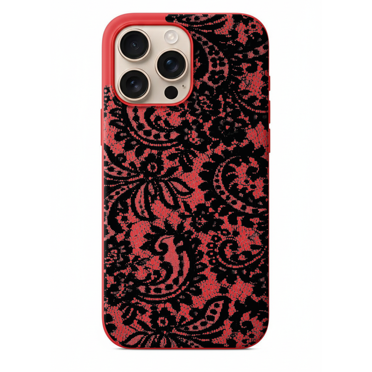 Siyah Dantel Desenli Telefon Kılıfı (WV91)