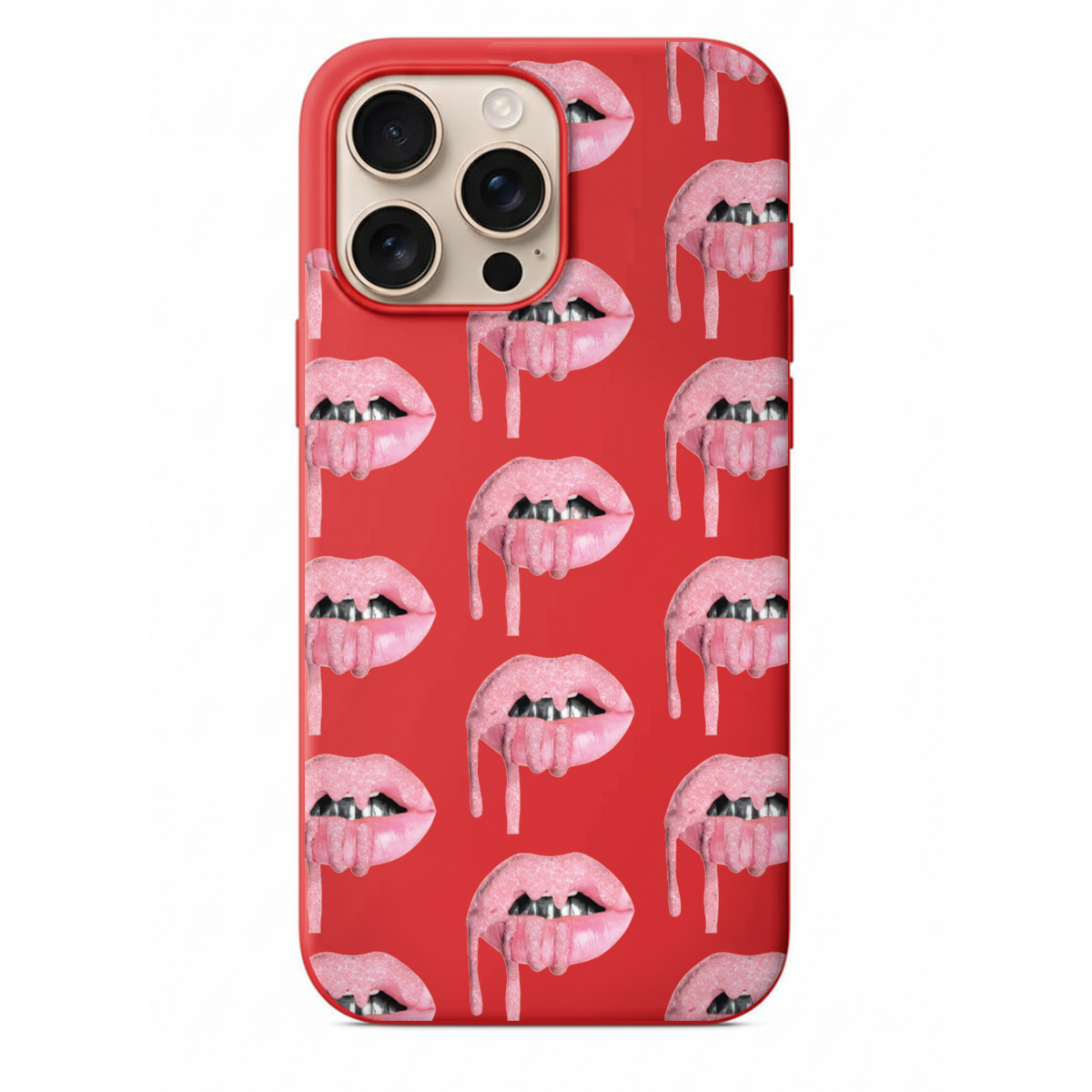 Pembe Simli Dudak Desenli Telefon Kılıfı (SV85)
