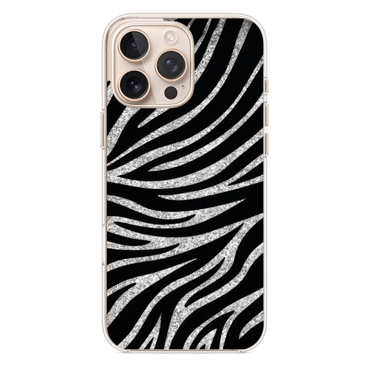 Gümüş Işıltılı Zebra Desenli Telefon Kılıfı (WV46)
