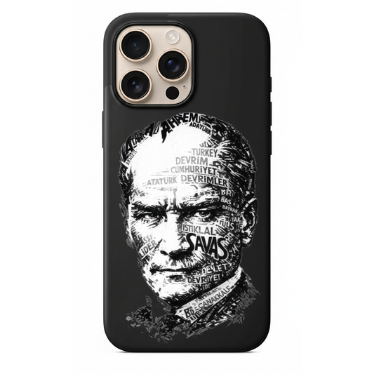 Atatürk Portreli Tipografi Tasarım Telefon Kılıfı (LC14)