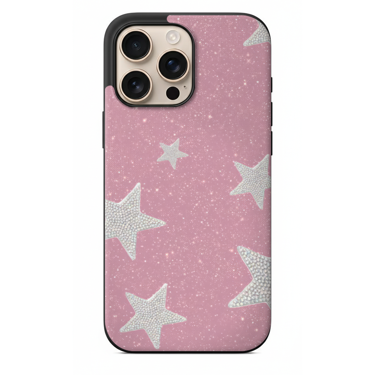Pembe zemin Gümüş yıldızlı Telefon Kılıfı (WV65)