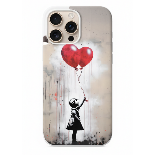 Kırmızı Kalp Balonlu Kız Telefon Kılıfı (PV01)