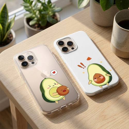 Avokado Ve Çekirdek Figürlü İkili Sevgili Telefon Kılıfı Seti