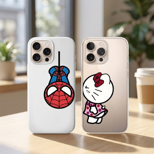 Spider-Man Ve Hello Kitty Figürlü İkili Sevgili Telefon Kılıfı Seti