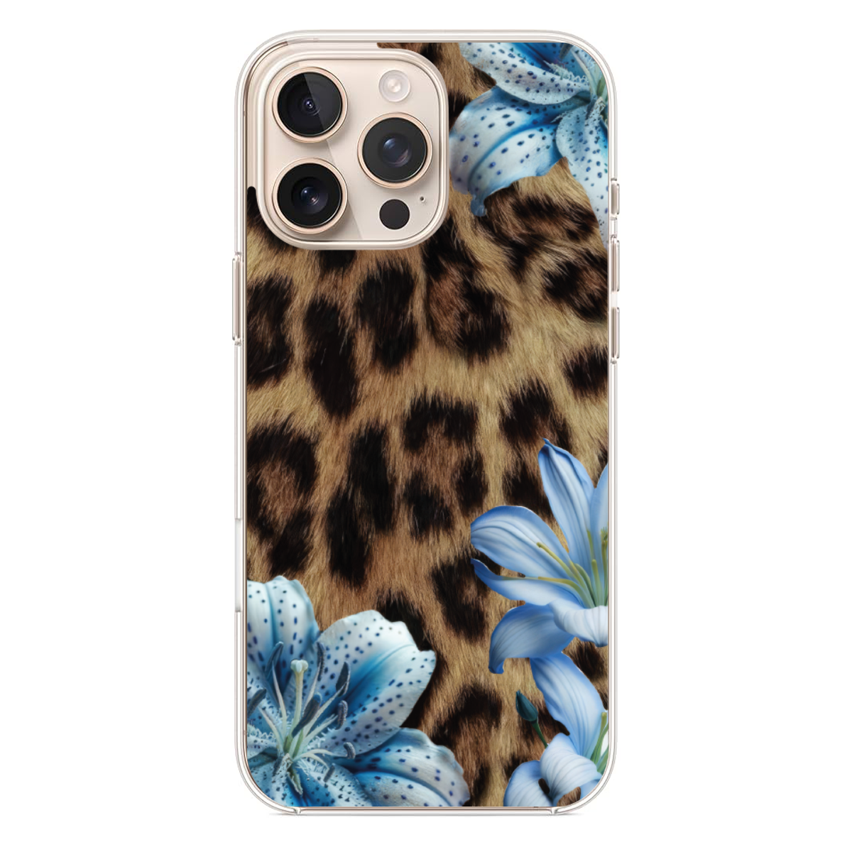 Vahşi ve Modern Leopar Desenli ve Mavi Zambak Detaylı (WV06)