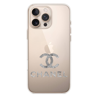 Chanel Logolu ve Gümüş Işıltılı Telefon Kılıfı (SV02)