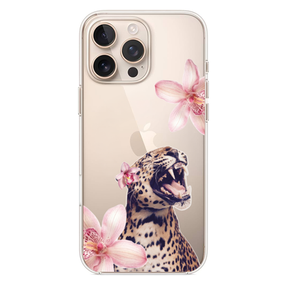 Vahşi Doğa ve Çiçek Zarafeti Leopar ile Orkide Detaylı Telefon Kılıfı (WV49)