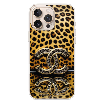 Leopar Desenli Lüks Logolu Telefon Kılıfı (WV48)