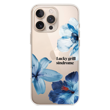 Blue Blossom Lucky Girl Syndrome Yazılı ve Mavi Zambak Detaylı Telefon Kılıfı (WV62)