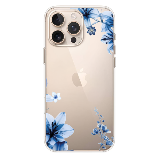 Blue Radiance X-Ray Detaylı Mavi Zambak ve Çiçek Motifli Telefon Kılıfı (WV63)