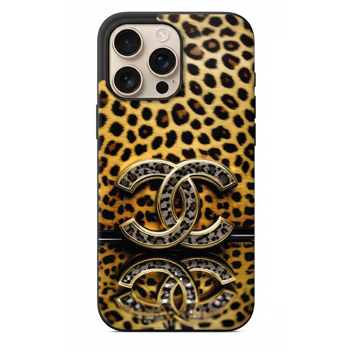 Leopar Desenli Lüks Logolu Telefon Kılıfı (WV48)