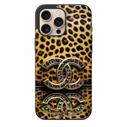 Leopar Desenli Lüks Logolu Telefon Kılıfı (WV48)