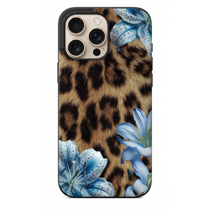 Vahşi ve Modern Leopar Desenli ve Mavi Zambak Detaylı (WV06)