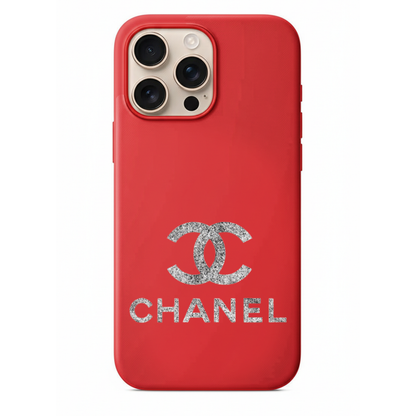 Chanel Logolu ve Gümüş Işıltılı Telefon Kılıfı (SV02)