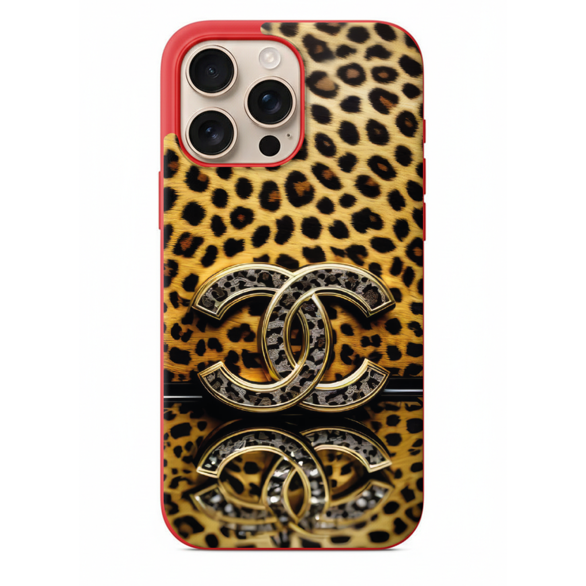 Leopar Desenli Lüks Logolu Telefon Kılıfı (WV48)