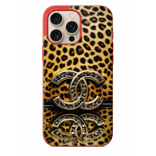 Leopar Desenli Lüks Logolu Telefon Kılıfı (WV48)