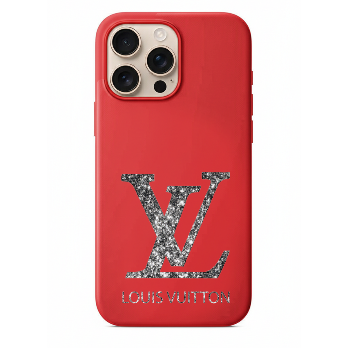 Louis Vuitton Logolu ve Gümüş Işıltılı Telefon Kılıfı (SV01)
