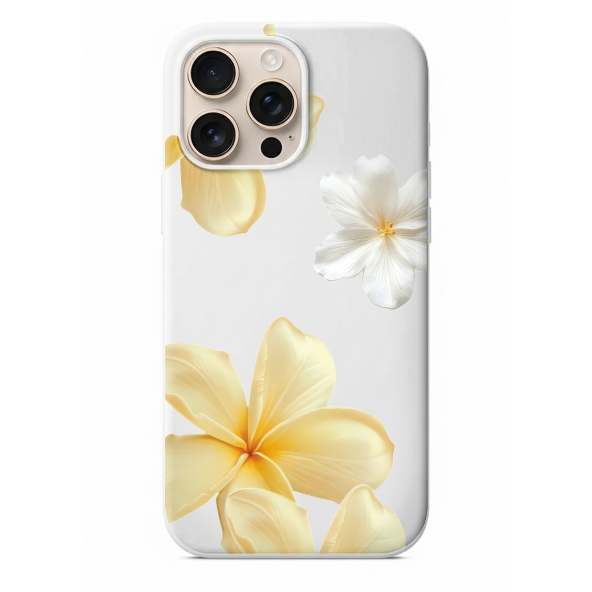 Tropical Serenity Sarı ve Beyaz Çiçek Motifli Telefon Kılıfı (WV04)