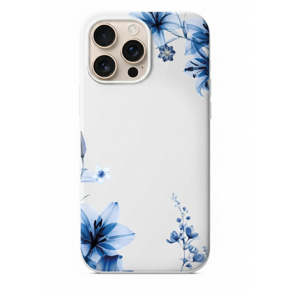 Blue Radiance X-Ray Detaylı Mavi Zambak ve Çiçek Motifli Telefon Kılıfı (WV63)