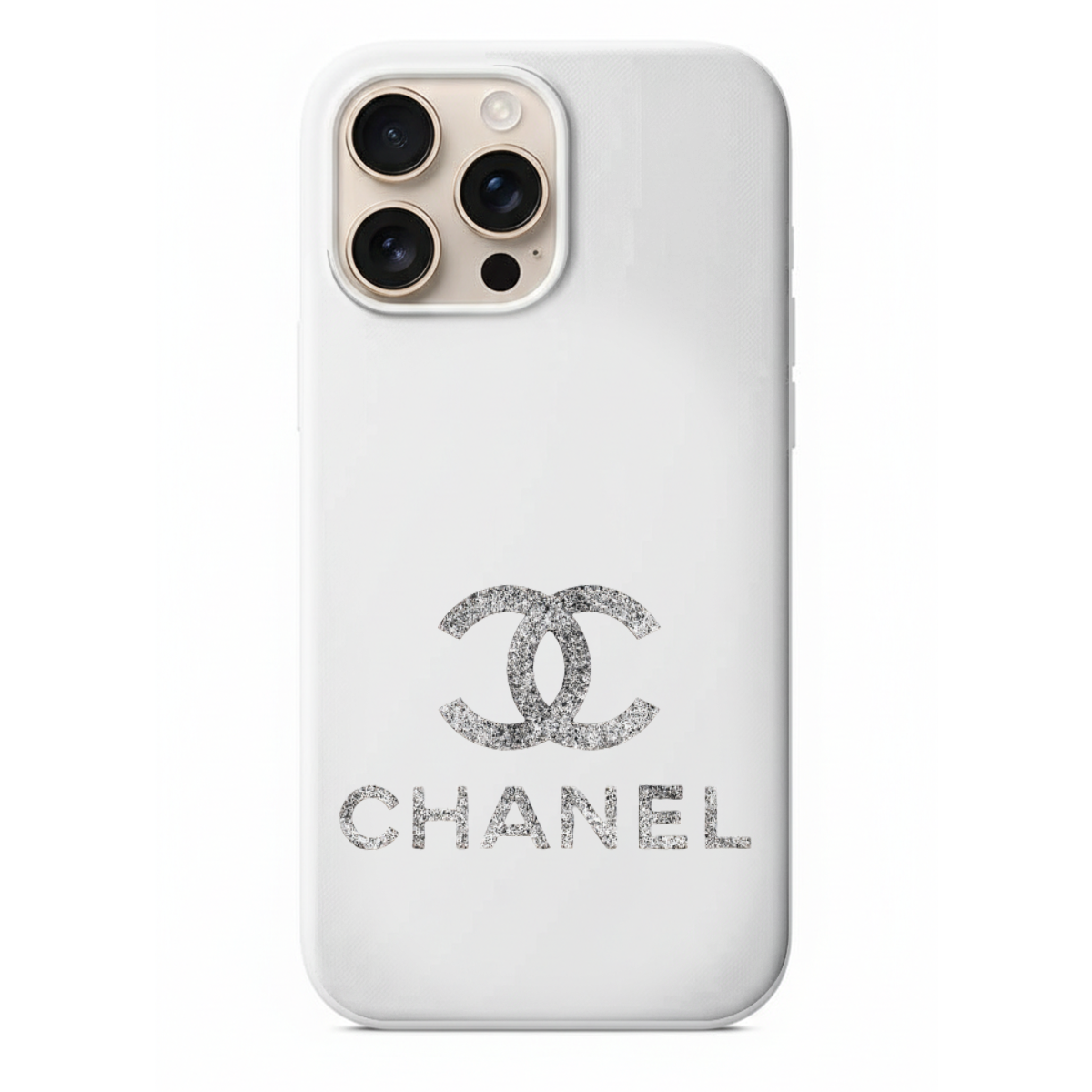 Chanel Logolu ve Gümüş Işıltılı Telefon Kılıfı (SV02)