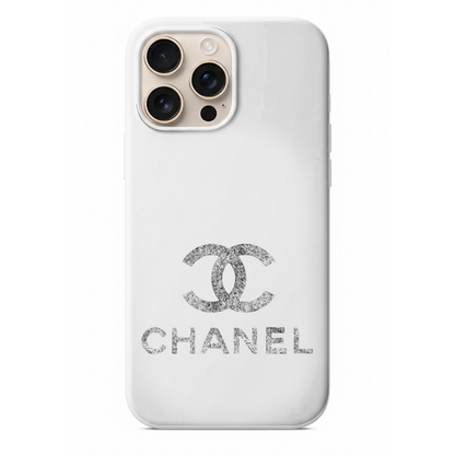 Chanel Logolu ve Gümüş Işıltılı Telefon Kılıfı (SV02)