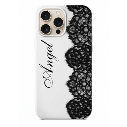 Siyah Dantel Desenli Telefon Kılıfı (WV74)