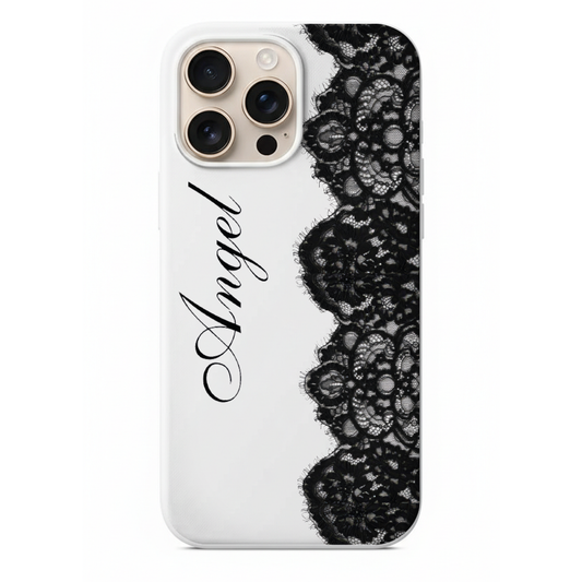 Siyah Dantel Desenli Telefon Kılıfı (WV74)