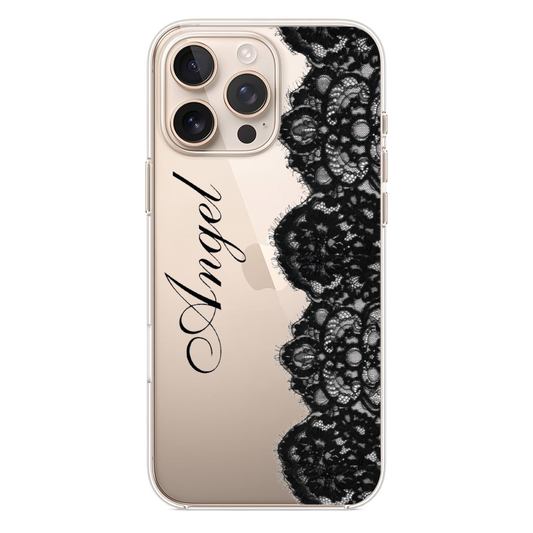 Siyah Dantel Desenli Telefon Kılıfı (WV74)
