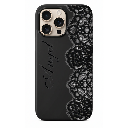Siyah Dantel Desenli Telefon Kılıfı (WV74)