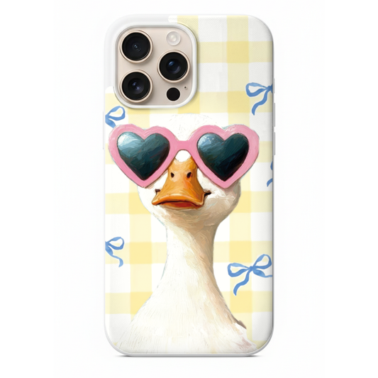 Pembe Gözlüklü Ördek Desenli Telefon Kılıfı (SV42)