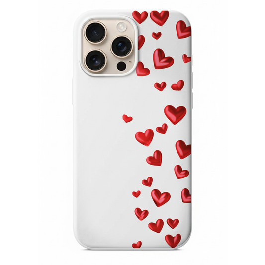 Kırmızı Kalpler Tasarımlı Telefon Kılıfı (WV126)