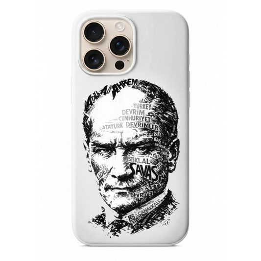 Atatürk Portreli Tipografi Tasarım Telefon Kılıfı (LC14)