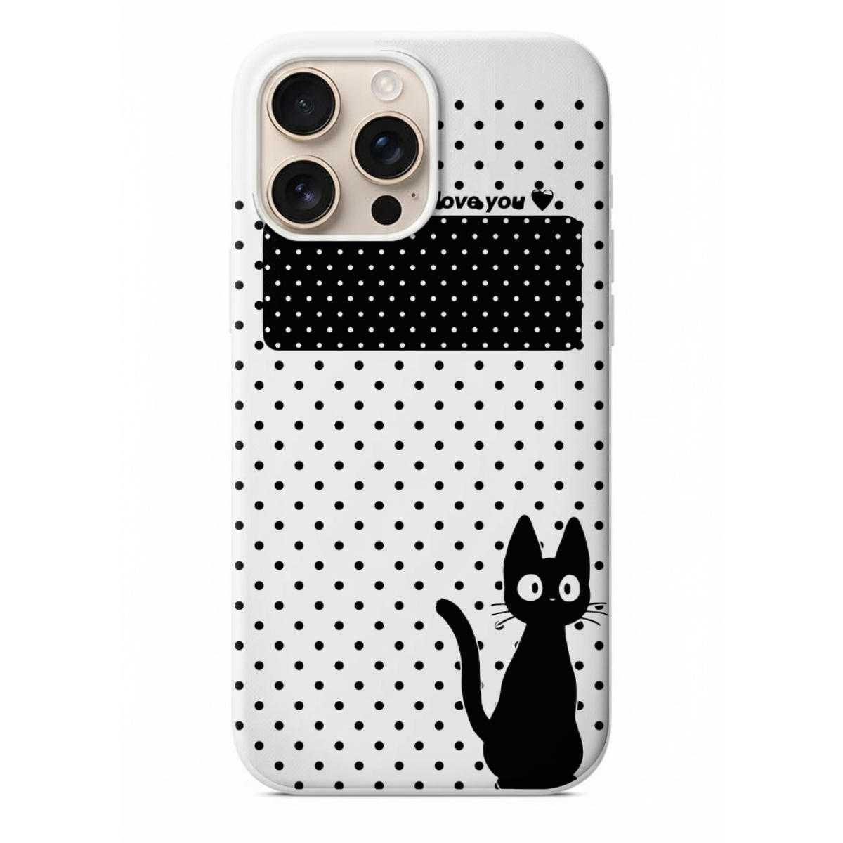 Kara Kedi ve Puantiye Tasarım Telefon Kılıfı (WV96)
