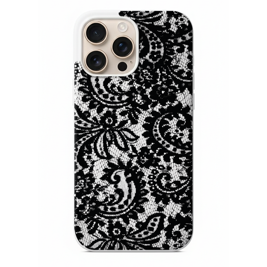 Siyah Dantel Desenli Telefon Kılıfı (WV91)