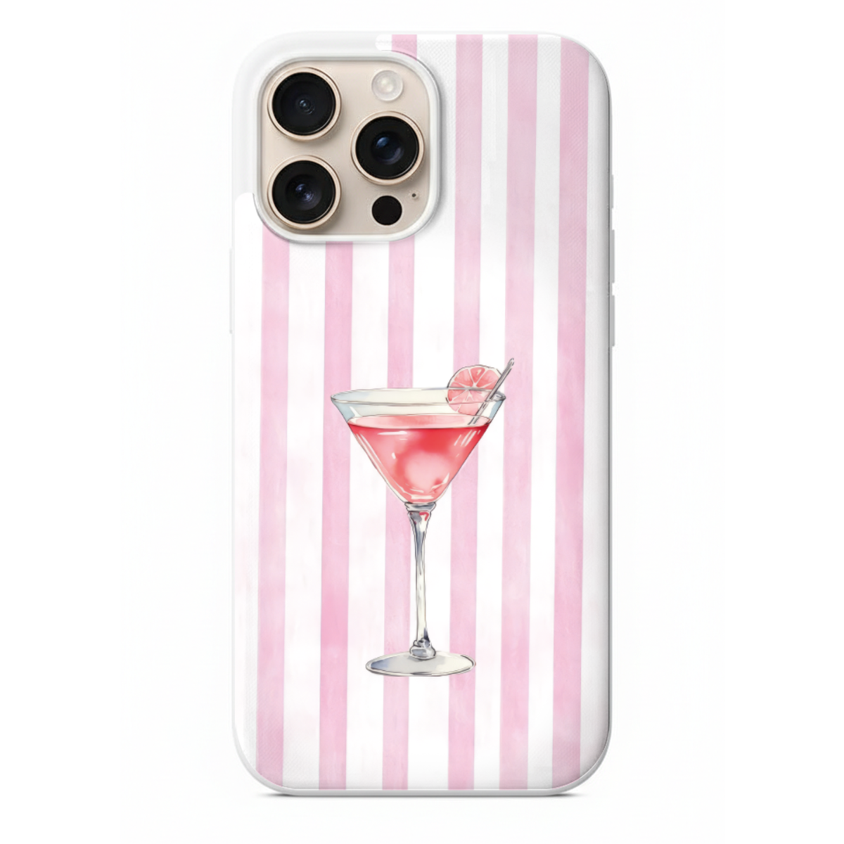 Pembe Çizgili Kokteyl Desenli Telefon Kılıfı (SV66)