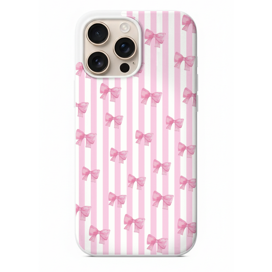 Pembe Fiyonklu Çizgili Telefon Kılıfı (SV40)