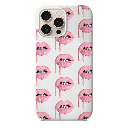 Pembe Simli Dudak Desenli Telefon Kılıfı (SV85)
