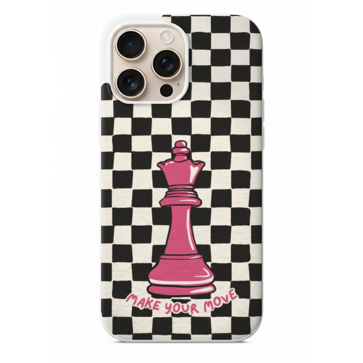 Pembe Satranç Şahı Dama Desenli Kılıf (SV75)