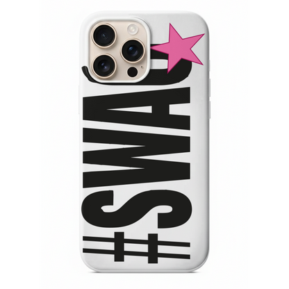 Siyah Swag Yazılı ve Pembe Yıldızlı Telefon Kılıfı (WV86)