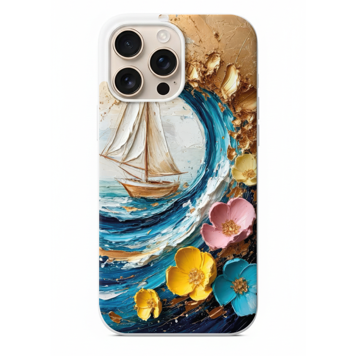 Yelkenli ve Deniz Temalı Yağlı Boya Dokulu Telefon Kılıfı (WV110)