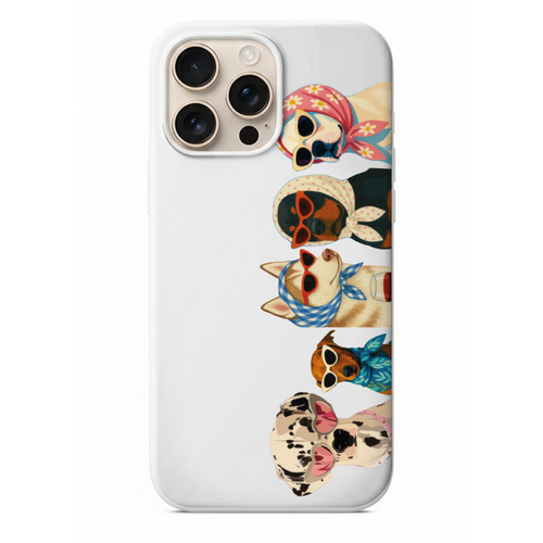 Retro Tarz Güneş Gözlüklü Köpekler Desenli Eğlenceli Telefon Kılıfı (WV156)