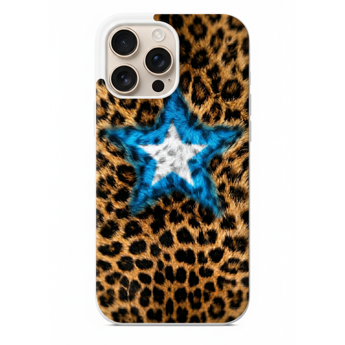 Yıldız Figürlü Leopar Desenli Telefon Kılıfı (WV84)