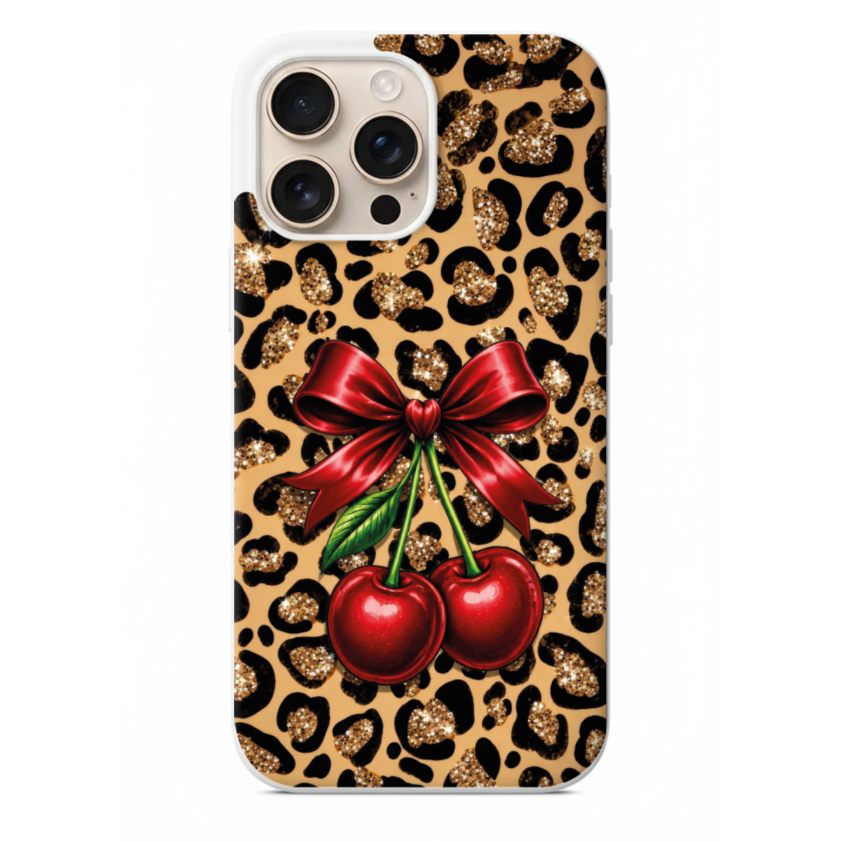 Leopar Desenli Ve Kiraz İllüstrasyonlu Kılıf (WV166)