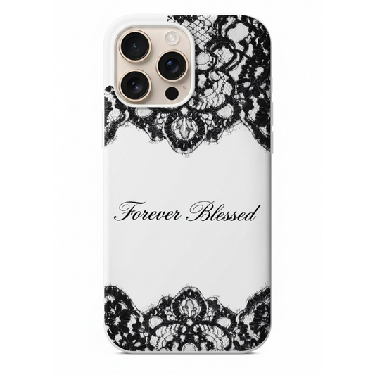Forever Blessed Siyah Dantel Detaylı Telefon Kılıfı (WV124)