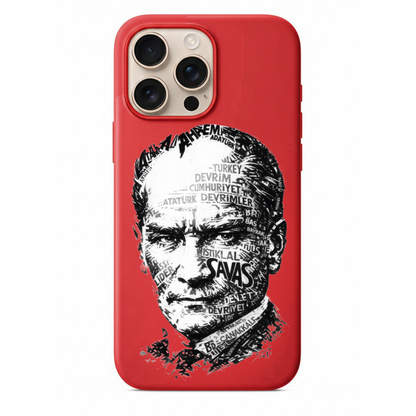 Atatürk Portreli Tipografi Tasarım Telefon Kılıfı (LC14)