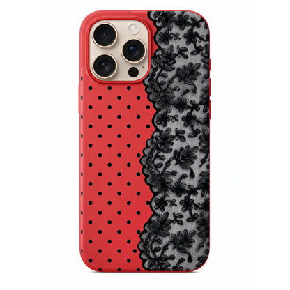 Puantiyeli ve Dantel Desenli Telefon Kılıfı (WV78)