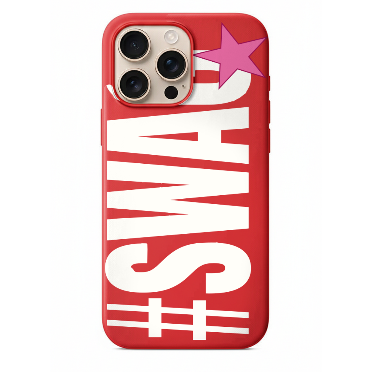 Siyah Swag Yazılı ve Pembe Yıldızlı Telefon Kılıfı (WV86)