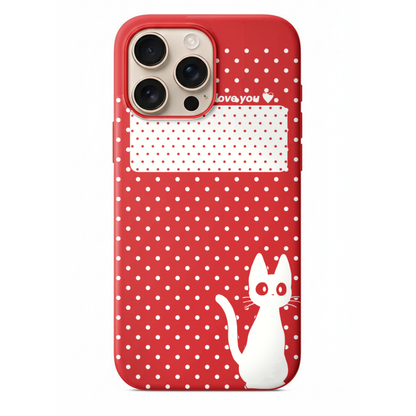 Kara Kedi ve Puantiye Tasarım Telefon Kılıfı (WV96)